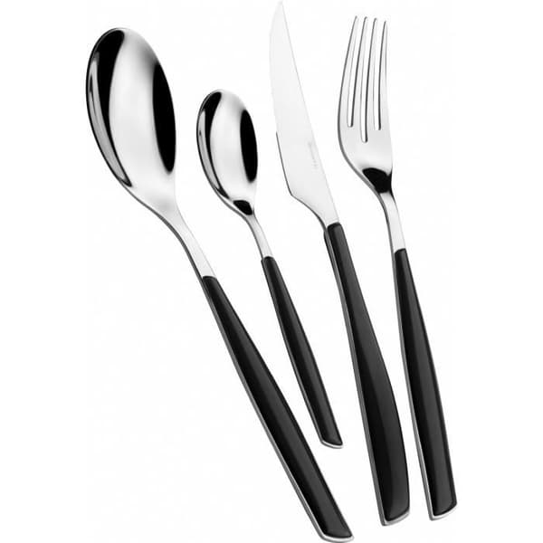 Couverts - BUGATTI - Glamour - 24 delar - Rostfritt stål 18/10 - Svart - Dimensioner 50x28x5.5 cm