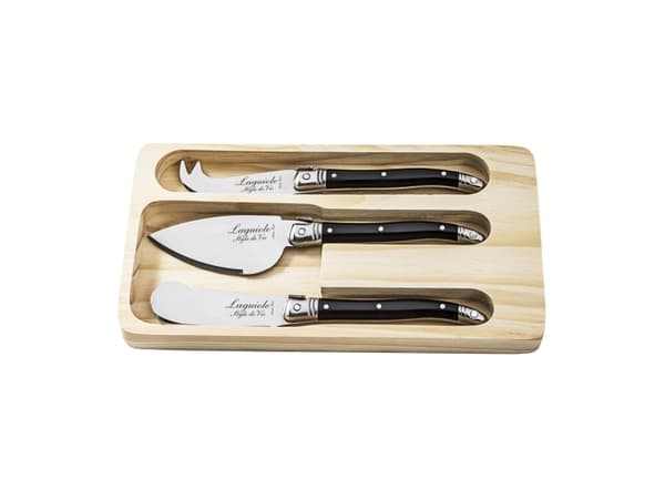 LAGUIOLE Cheese knives Laguiole Black SET 3 SdV