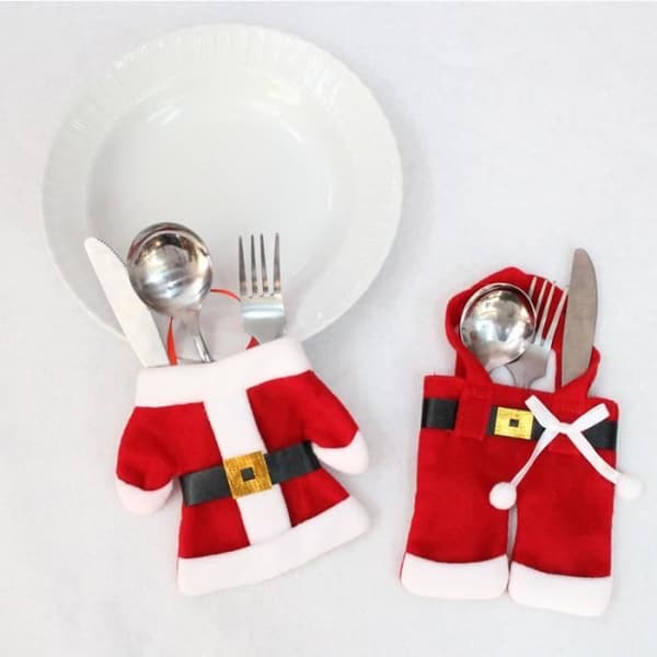 6st Snowman Christmas Bestick Cover Cover Kläder Sked Kniv Gaffel Julklappsdekoration