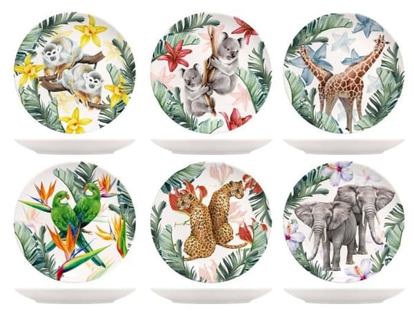 Komplett service - H-h bordsservering - 0129501 - set 6 piatti piani exotic in new benporslin avorio decorato cm 26