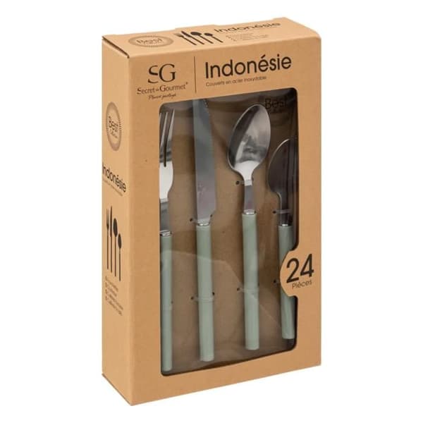 24-delars bestickset "Indonesia" Secret de gourmet - Grön