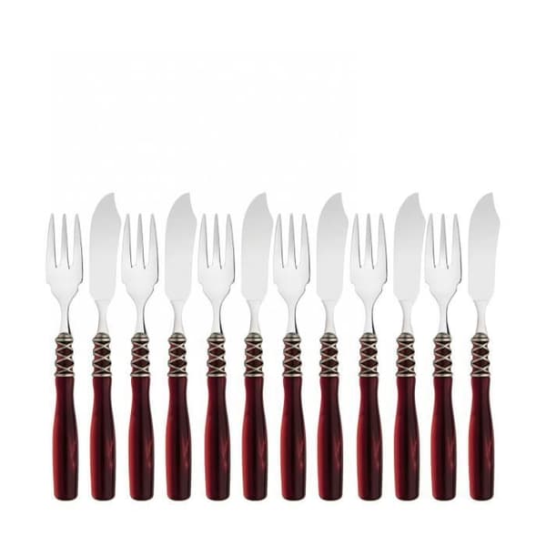 Bestick - ARIANNA - Silverring - Rostfritt stål 18/10 - 12 delar - Akrylhandtag