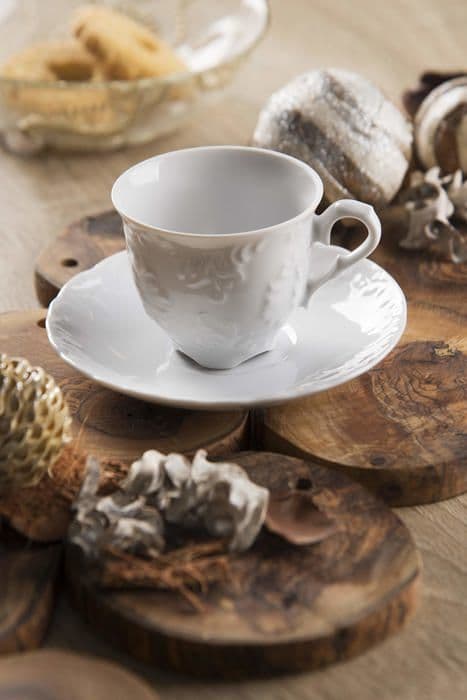 Komplett service - Excelsa bordsservering - 64545 - Elisa Rococo Set med 6 kaffekoppar med fat, porslin
