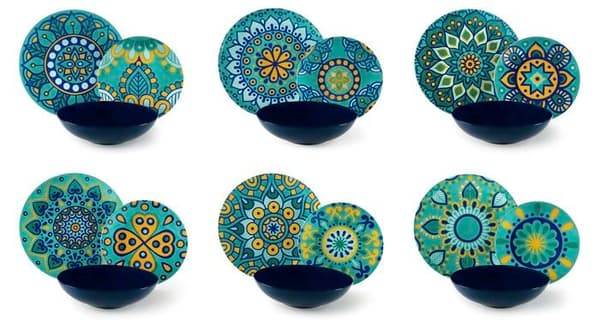 Excelsa - 62503 - Mandala Mediterranee Tallrikservice 18 delar, porslin och keramik, flerfärgad