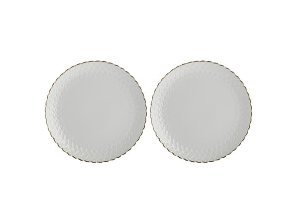 Set of 2 Momenti Oro Cake Plates - White, 18 cm