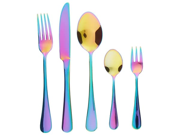 Bestickset flerfärgad rostfritt stål 30 delar för 6 personer Kniv Sked Gaffel Tesked Tårtgaffel Modern design