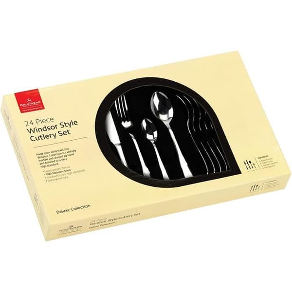 Grunwerg Windsor Carded Windsor Bestickset i en box, Spegel, 24 bitar - 24BXWDR