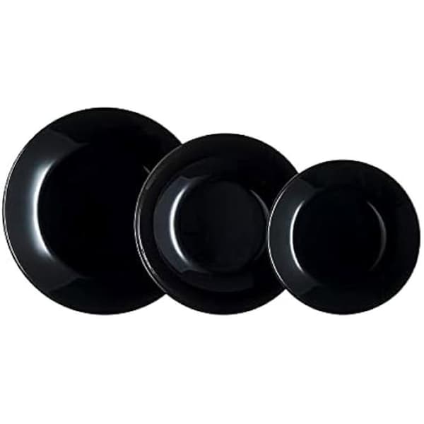 Servis - LUMINARC - ARC Zelie - 18 delar - Opalglas - Svart - Lavastoviglie - Elegante e Raffinato