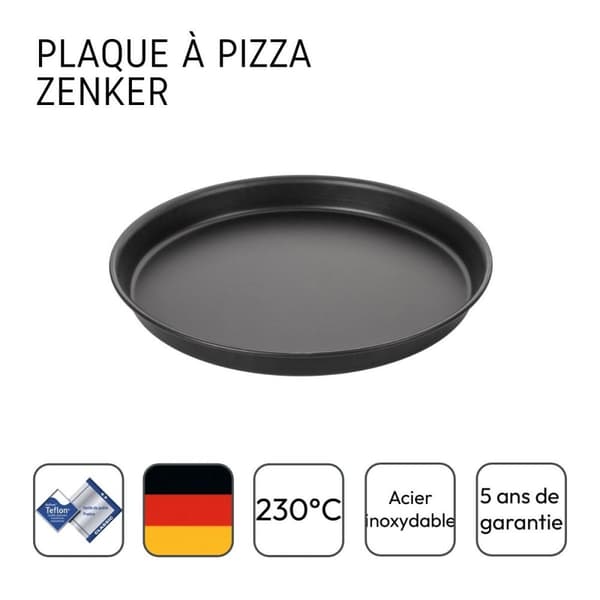 Pizzapanna - Zenker - 24,5 cm - Stål med teflonbeläggning - Höga kanter för puffad pizza