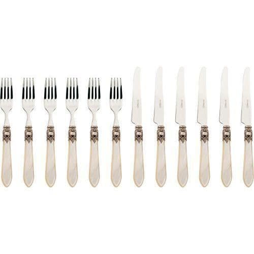 Dessertbestickset - Bugatti - OXDAM-S3280 - 12 delar - Stål/ABS - Elfenben 36x26x4 cm