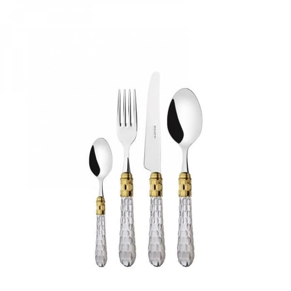 Bestick - KRYSTALL - 24 delar - Rostfritt stål 18/10 - Guldfinish - Transparent