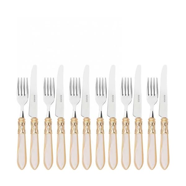 Bestick - La Couronne d'Or - Aladdin - 12 delar - Rostfritt stål 18/10 - Elfenben
