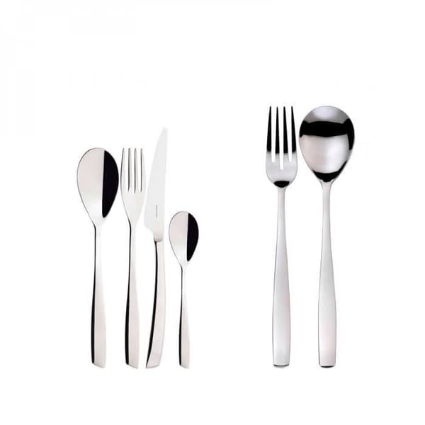 Bestickning - RIVIERA - 50 Bitars - Rostfritt stål 18/10 - Elegant design - Diskmaskin vänlig