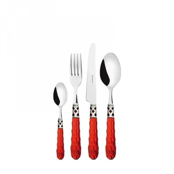 Bestick - BOHEMIA - Kromad ring - 24 stycken - Rostfritt stål 18/10 - Kromad och Transparent