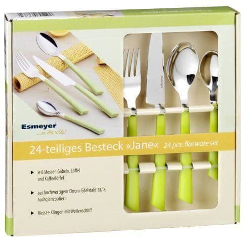 Esmeyer Jane Set med 24 bestick 18/0 polerade med handtag i plast Grön - 199-427