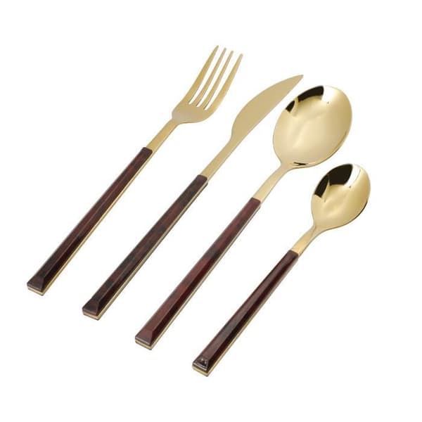 Bestickset - MIKASA - Guld - 16 delar - Rostfritt stål - Diskmaskinssäker