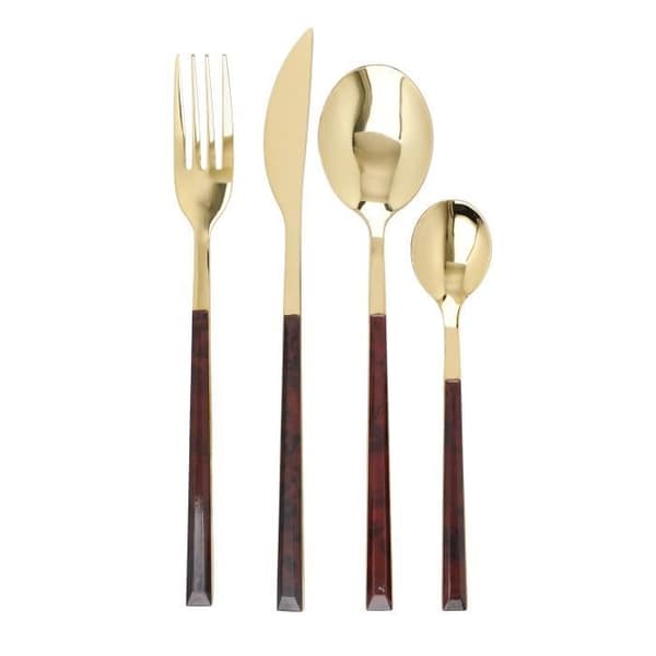 Bestickset - MIKASA - Guld - 16 delar - Rostfritt stål - Diskmaskinssäker