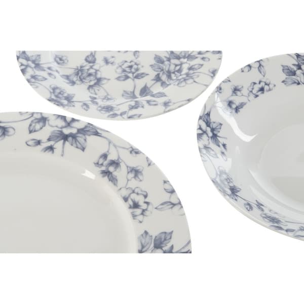 Servissats Home ESPRIT Blå Porslin Blommig 18 Delar 27 x 27 x 2 cm