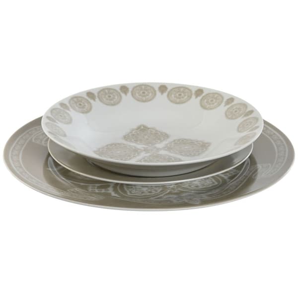 Servissats Home ESPRIT Blå Beige Porslin 18 Delar 27 x 27 x 2 cm