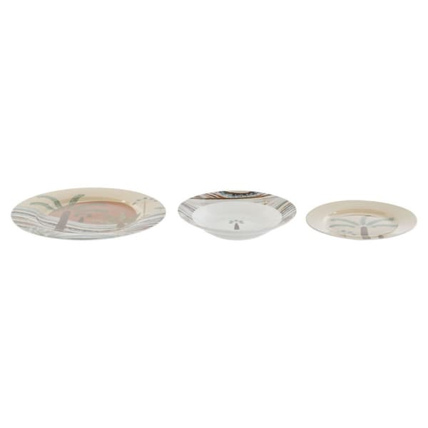 Servissats Home ESPRIT Beige Multicolour Porslin 18 Delar 27 x 27 x 2 cm