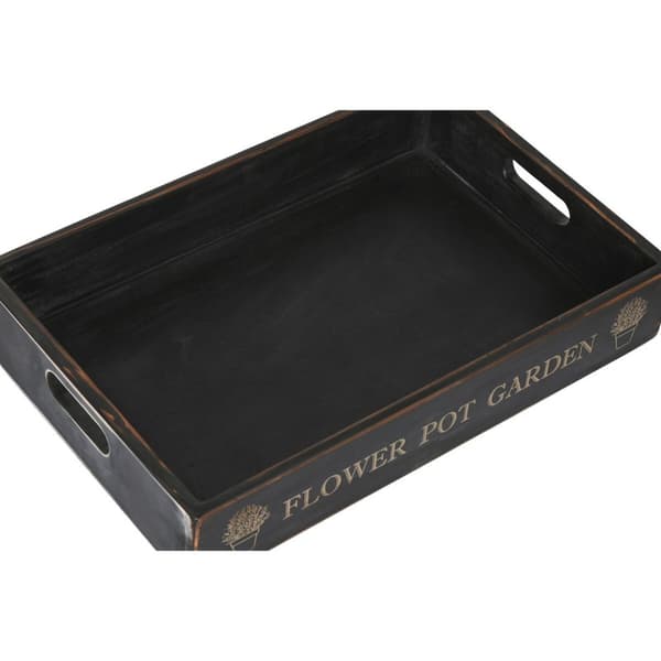 Uppsättning med Brickor Home ESPRIT Svart Granträ 56 x 38 x 10 cm (3 Delar)