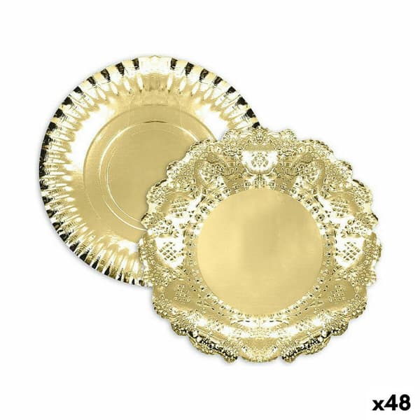 Snacksbricka Algon Gyllene Rund 35 x 35 x 2 cm (48 antal)