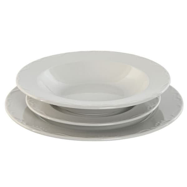 Servissats Home ESPRIT Vit Porslin 27 x 27 x 2 cm 18 Delar