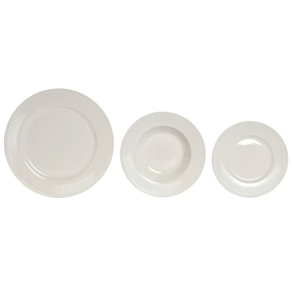 Matservis Home ESPRIT Vit Porslin Ränder 27 x 27 x 2 cm 18 Delar