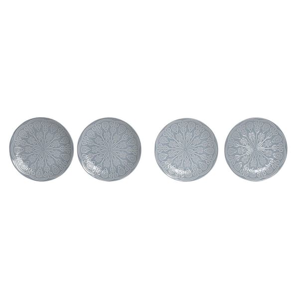 Tallriksset Home ESPRIT Blå Stengods Mandala Arab 19,5 x 19,5 x 2 cm