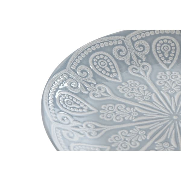 Tallriksset Home ESPRIT Blå Stengods Mandala Arab 19,5 x 19,5 x 2 cm