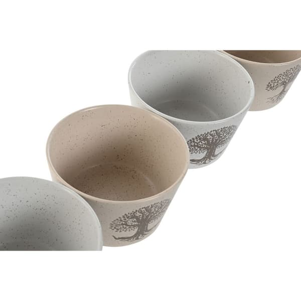 Skål Home ESPRIT Vit Beige Stengods 570 ml 13 x 13 x 8 cm (4 antal)