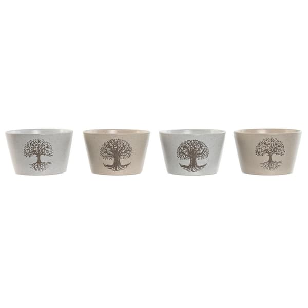 Skål Home ESPRIT Vit Beige Stengods 570 ml 13 x 13 x 8 cm (4 antal)