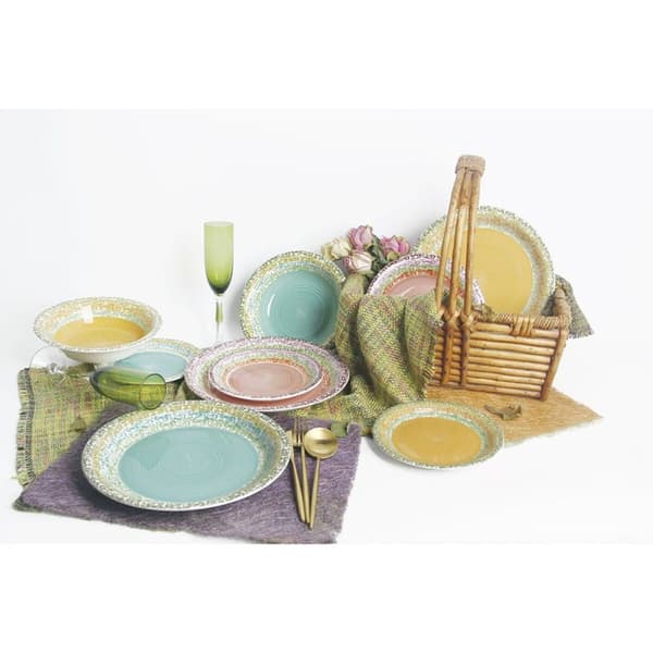 Matservis Home ESPRIT Rosa Stengods 27 x 27 x 2 cm 18 Delar