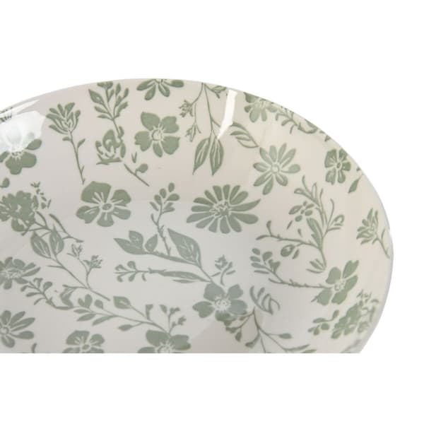Servissats Home ESPRIT Vit Grön Porslin Blommig 27 x 27 x 2 cm 18 Delar