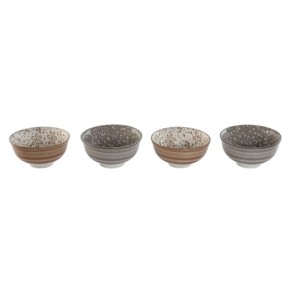 Skålset Home ESPRIT Brun Beige Porslin Virágok Shabby Chic 11,5 x 11,5 x 6 cm