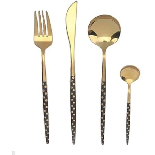 Bestickset - DKD Home Decor - Rostfritt stål - Svart och guld - Mått 26,5 x 32,5 x 30,5 cm