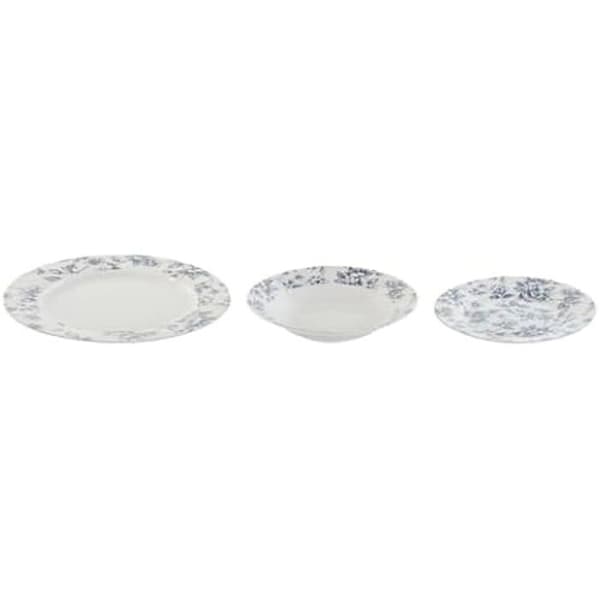 Servis set - HOME ESPRIT - 18 delar - Porslin - Blommönster - 27 x 27 x 2 cm
