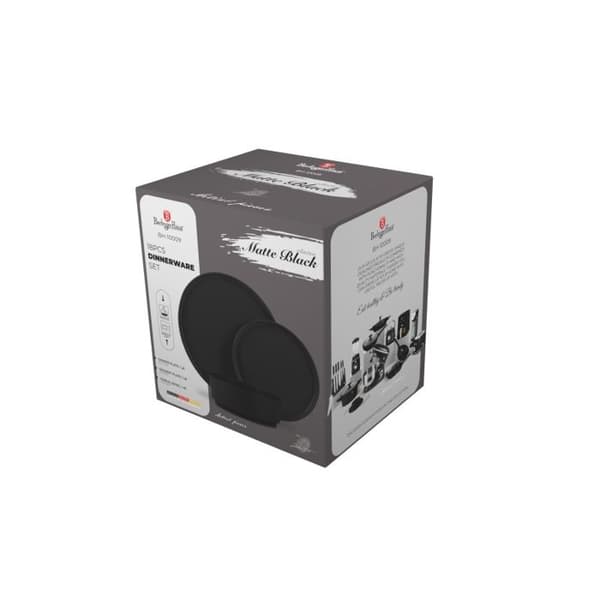 BERLINGERHAUS Set med stora tallrikar 18 delar Matt svart Kollektion BH-10009
