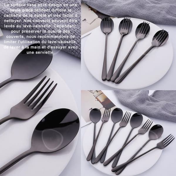 Bordssilver Bestick i Rostfritt Stål Hushållsbestick Set med Bestick 1 set Innehåller Gaffel Sked svart