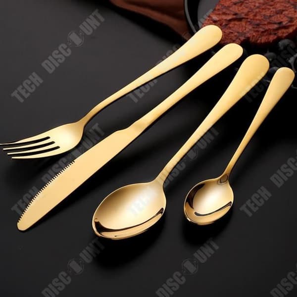 Bestick - TEKNISK RABATT - Set med 24 delar - Guld rostfritt stål - För 6 personer - Elegant