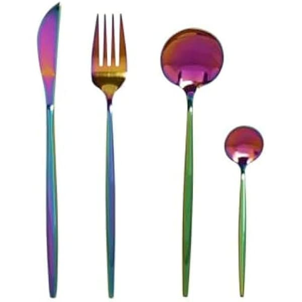 Bestick - HOME ESPRIT - 16 delar - Rostfritt stål - Flerfärgad - Tål diskmaskin