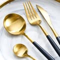 Miniatyrbild 4 av 4: Set med Bestick 24 Delar Elegant för 6 Personer Cheffinger Svart / Guld