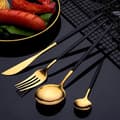 Miniatyrbild 2 av 4: Set med Bestick 24 Delar Elegant för 6 Personer Cheffinger Svart / Guld