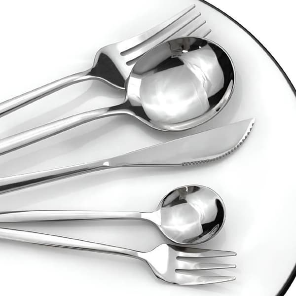 Set med Bestick 24 Delar Elegant för 6 Personer Cheffinger Silver