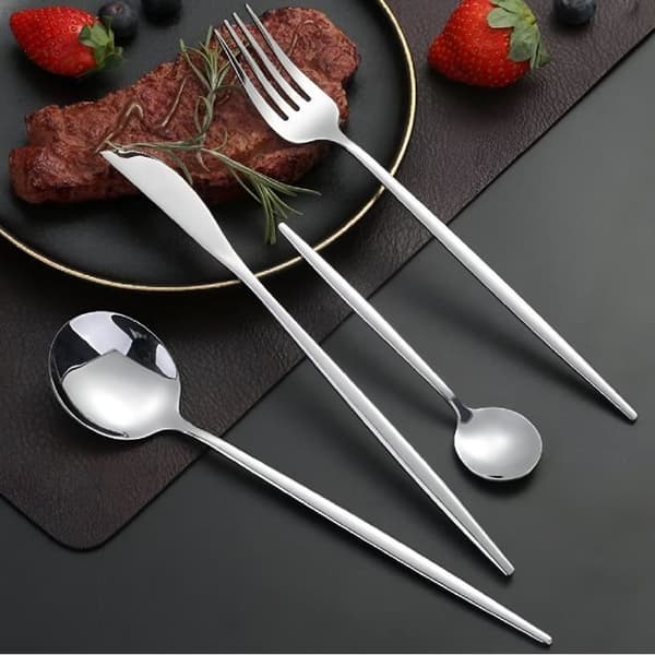 Set med Bestick 24 Delar Elegant för 6 Personer Cheffinger Silver
