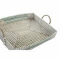 Miniatyrbild 3 av 3: Uppsättning med Brickor DKD Home Decor Vit Turkos Naturell 48 x 38 x 15 cm (2 antal)