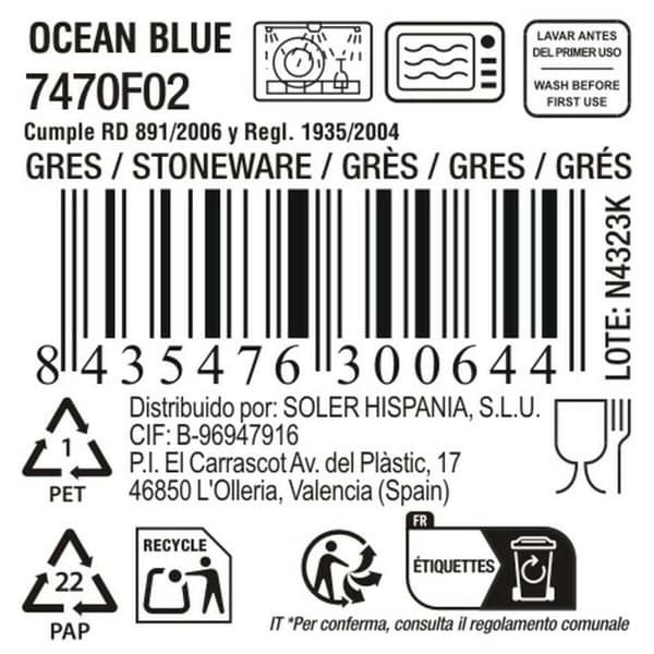 Platt skål La Mediterránea Ocean blue (12 antal)