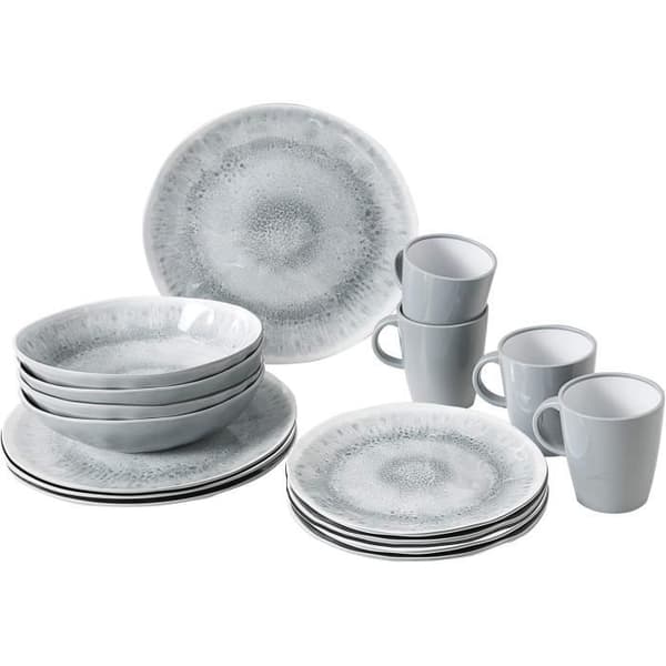 Brunner Melamin Äta Geschirr Set Lunch Box 16 Delar Camping Resa Tallrik Mug Stonetouch Pearl