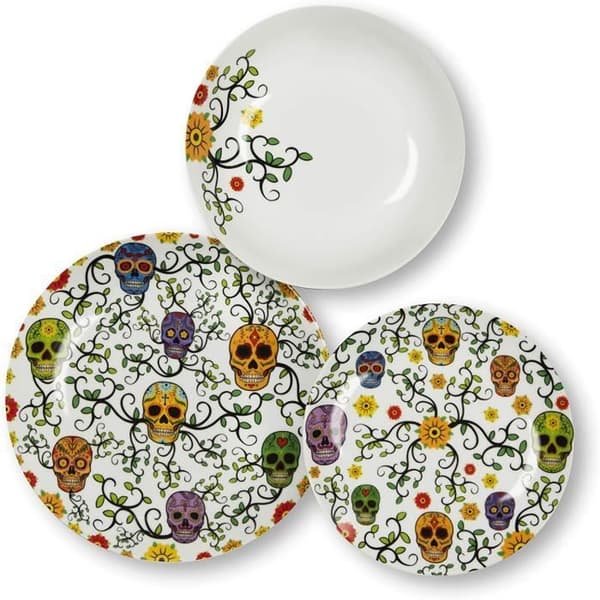 Excelsa Calavera Set med 18 tallrikar i porslin