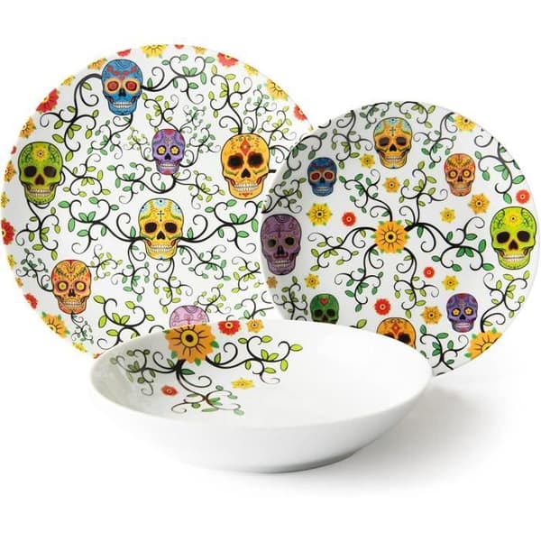 Excelsa Calavera Set med 18 tallrikar i porslin